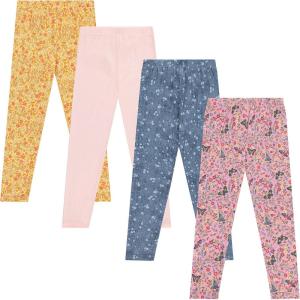 imageBTween Kids Girls Fall Fashion Stretch Leggings Comfortable Bottoms Set 4 Pack BundleFlora