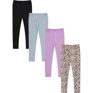 imageBTween Kids Girls Fall Fashion Stretch Leggings Comfortable Bottoms Set 4 Pack BundleLilac