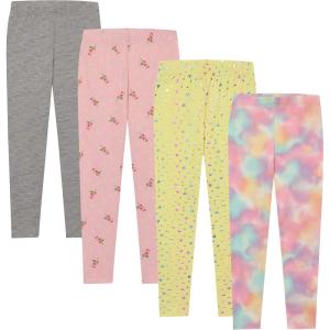 imageBTween Kids Girls Fall Fashion Stretch Leggings Comfortable Bottoms Set 4 Pack BundlePnkfl
