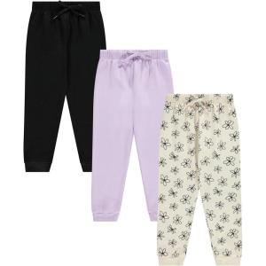 imageBTween Kids Girls Fashion Stretch Waist Ultra Soft Jogger Pants Set 3 Pack BundleDaisy