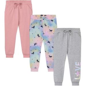 imageBTween Kids Girls Fashion Stretch Waist Ultra Soft Jogger Pants Set 3 Pack BundleMauve
