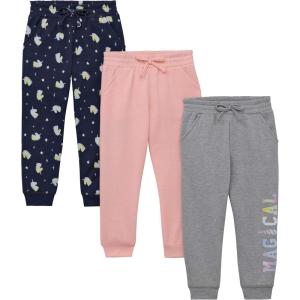 imageBTween Kids Girls Fashion Stretch Waist Ultra Soft Jogger Pants Set 3 Pack BundleNavy