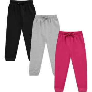 imageBTween Kids Girls Fashion Stretch Waist Ultra Soft Jogger Pants Set 3 Pack BundleRed