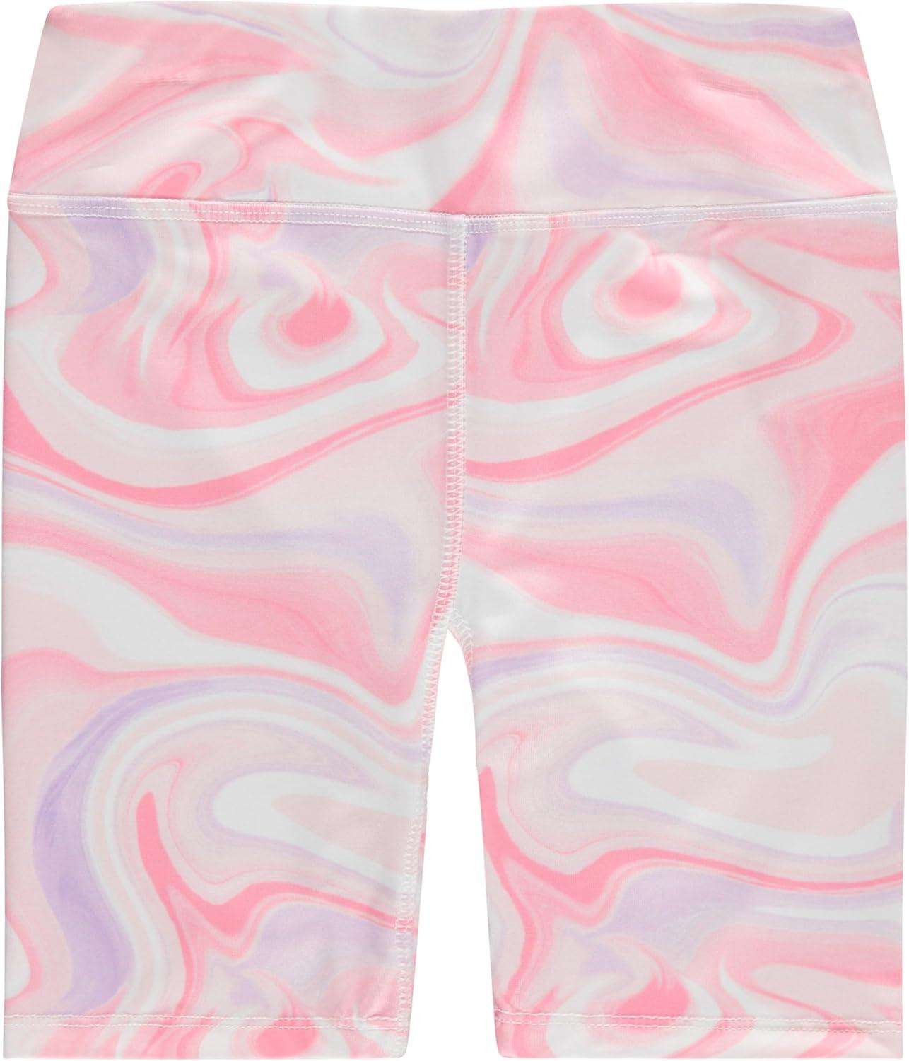 imageBTween Girls 4 Pack Bike Shorts Stretchy Soft High Waist Athletic Shorts for Kids with Fun Prints ColorsFlora