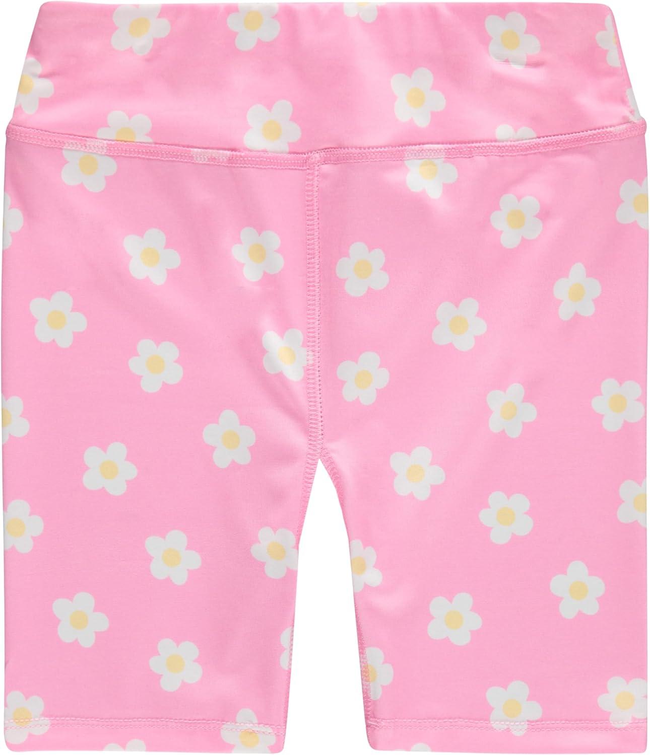 imageBTween Girls 4 Pack Bike Shorts Stretchy Soft High Waist Athletic Shorts for Kids with Fun Prints ColorsFlora