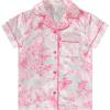 imageBTween Girls Satin Pajama Set 4 Pack Short Sleeve ButtonDown Sleepwear for Kids Soft and Breathable NightwearHeart