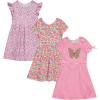 imageBTween 3 Piece Girls Summer Dress Set Short Sleeve Casual Skater DressesFlowr