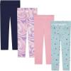 imageBTween Girls 4 Pack Leggings Set Exercise Sports Tights with Wide Waistband for GirlsBlue