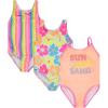 imageBTween Girls Multi Pack One Piece Swimwear Unique Colors and Patterns Sizes 416 for Kids and ToddlersSun