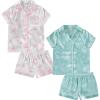 imageBTween Girls Satin Pajama Set 4 Pack Short Sleeve ButtonDown Sleepwear for Kids Soft and Breathable NightwearButfl
