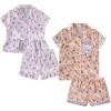 imageBTween Girls Satin Pajama Set 4 Pack Short Sleeve ButtonDown Sleepwear for Kids Soft and Breathable NightwearFlowr