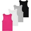 imageGirls 4 Pack Ribbed Tank Tops Sleeveless Cotton Blend Tees for Everyday Wear Layering or Summer Outfits Sizes 414Pink