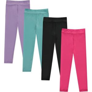 imageBTween Girls 4 Pack Leggings Set Exercise Sports Tights with Wide Waistband for GirlsBasic