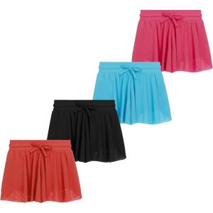 imageGirls 4 Pack Butterfly Shorts Lightweight Flowing Athletic Shorts with Elastic Waist Drawstring Sizes 416Coral