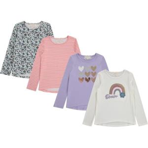 imageGirls Long Sleeve Fall Graphic Tops School Sports Tees 4 Pack Multiple Pattern TshirtsMilk