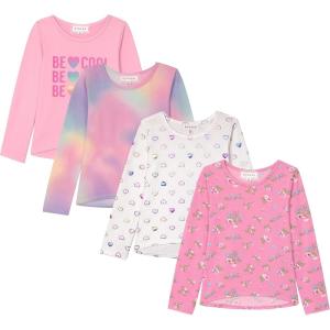 imageGirls Long Sleeve Fall Graphic Tops School Sports Tees 4 Pack Multiple Pattern TshirtsPink