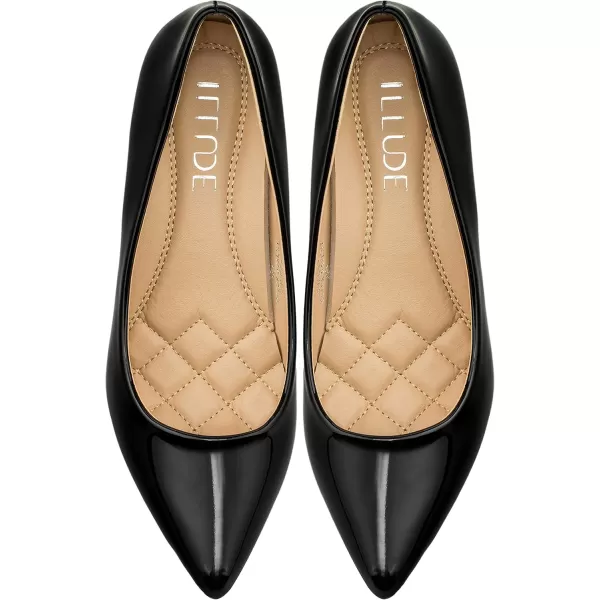 ILLUDE Classic Pointed Toe Pumps  Comfortable Low Stiletto Heel Pump Shoes  CherryBlack Patent