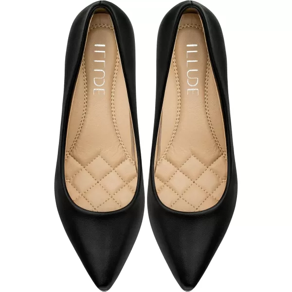 ILLUDE Classic Pointed Toe Pumps  Comfortable Low Stiletto Heel Pump Shoes  CherryBlack Pu