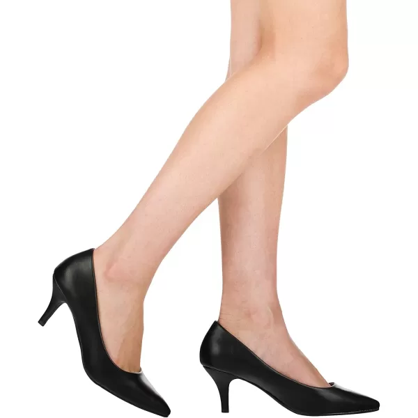 ILLUDE Classic Pointed Toe Pumps  Comfortable Low Stiletto Heel Pump Shoes  CherryBlack Pu