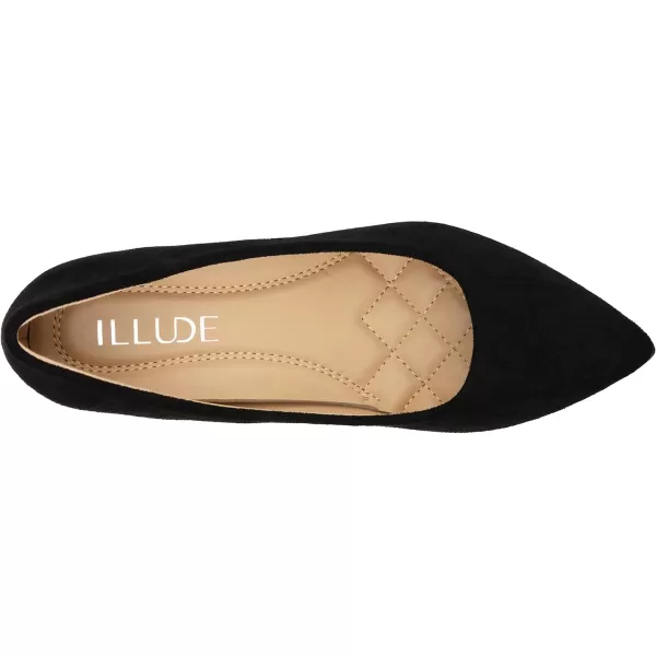 ILLUDE Classic Pointed Toe Pumps  Comfortable Low Stiletto Heel Pump Shoes  CherryBlack Suede