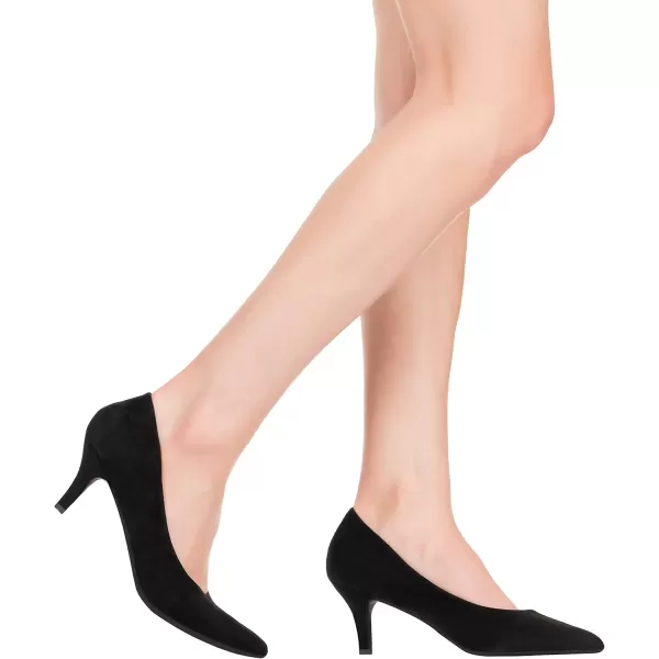 ILLUDE Classic Pointed Toe Pumps  Comfortable Low Stiletto Heel Pump Shoes  CherryBlack Suede