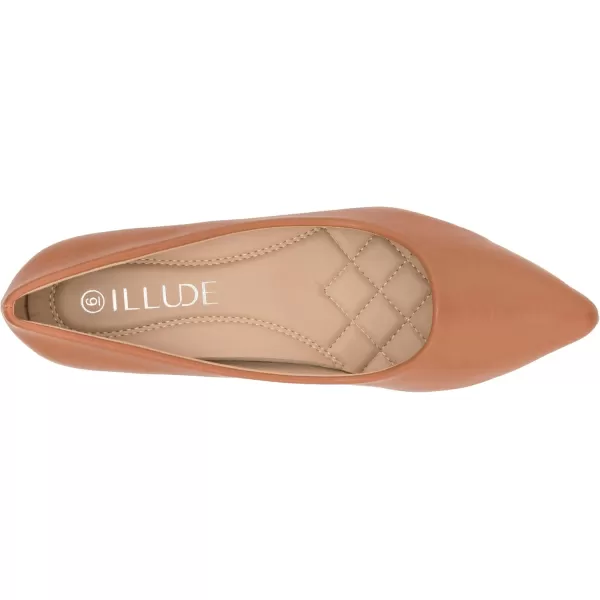 ILLUDE Classic Pointed Toe Pumps  Comfortable Low Stiletto Heel Pump Shoes  CherryCaramel Pu