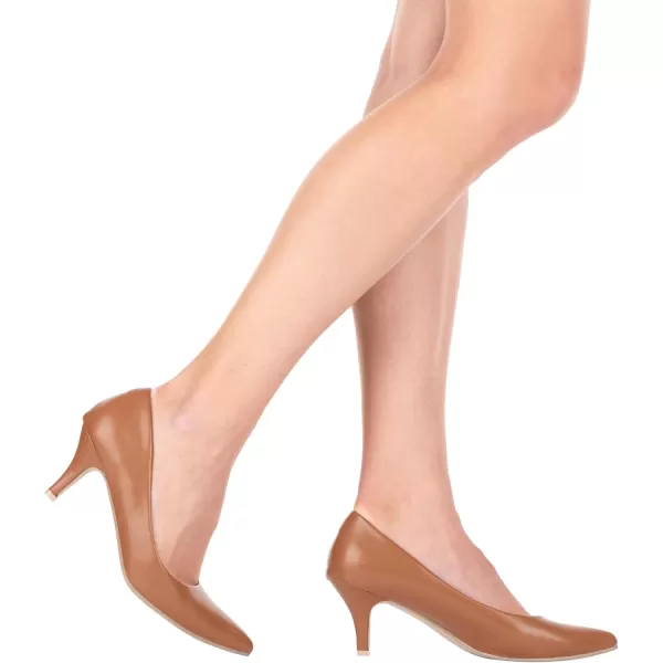 ILLUDE Classic Pointed Toe Pumps  Comfortable Low Stiletto Heel Pump Shoes  CherryCaramel Pu