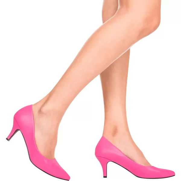 ILLUDE Classic Pointed Toe Pumps  Comfortable Low Stiletto Heel Pump Shoes  CherryFlamingo Pu