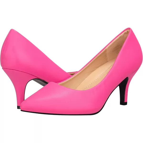 ILLUDE Classic Pointed Toe Pumps  Comfortable Low Stiletto Heel Pump Shoes  CherryFlamingo Pu