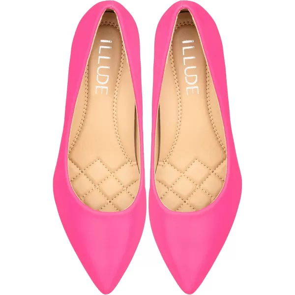 ILLUDE Classic Pointed Toe Pumps  Comfortable Low Stiletto Heel Pump Shoes  CherryFlamingo Pu