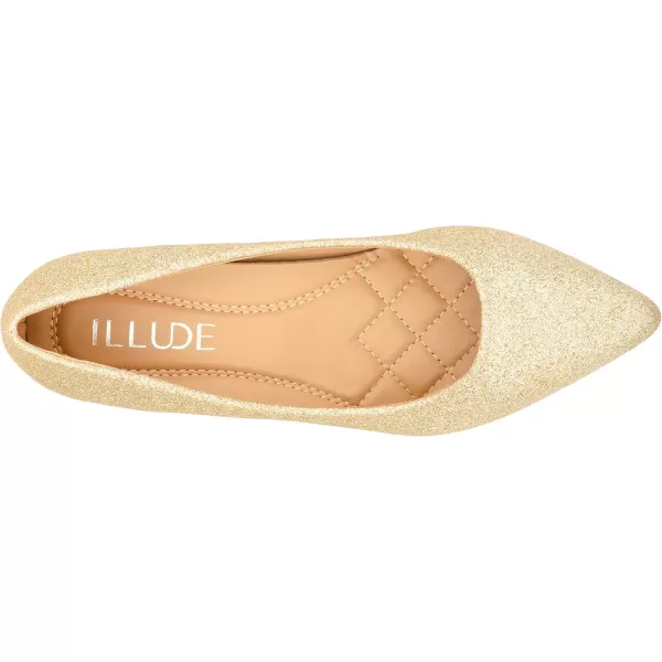 ILLUDE Classic Pointed Toe Pumps  Comfortable Low Stiletto Heel Pump Shoes  CherryGold Glitter