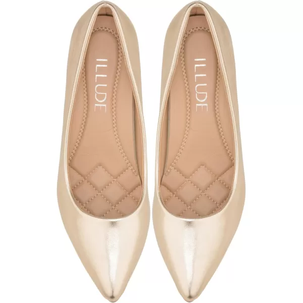 ILLUDE Classic Pointed Toe Pumps  Comfortable Low Stiletto Heel Pump Shoes  CherryGold Pu