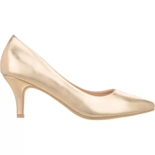 ILLUDE Classic Pointed Toe Pumps  Comfortable Low Stiletto Heel Pump Shoes  CherryGold Pu