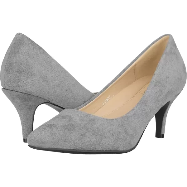 ILLUDE Classic Pointed Toe Pumps  Comfortable Low Stiletto Heel Pump Shoes  CherryGrey Suede