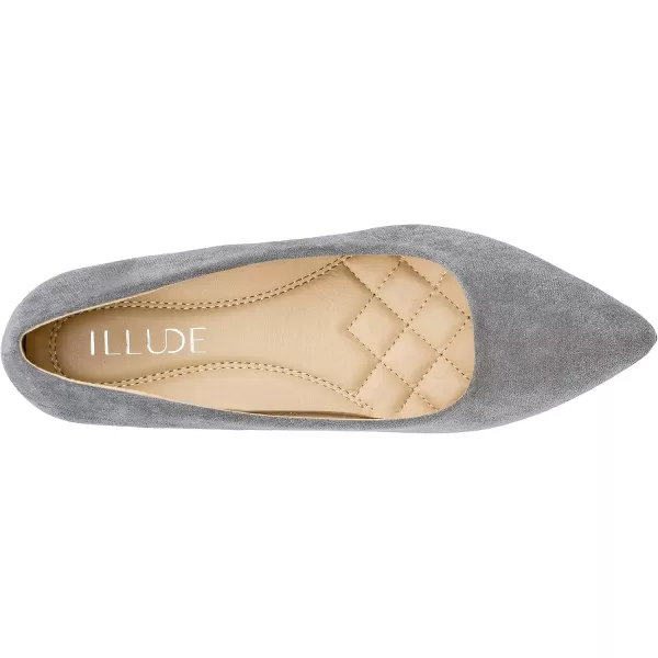 ILLUDE Classic Pointed Toe Pumps  Comfortable Low Stiletto Heel Pump Shoes  CherryGrey Suede