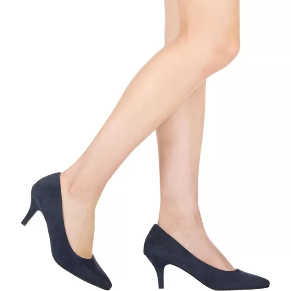 ILLUDE Classic Pointed Toe Pumps  Comfortable Low Stiletto Heel Pump Shoes  CherryNavy Suede