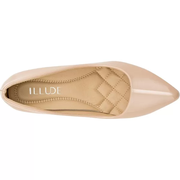 ILLUDE Classic Pointed Toe Pumps  Comfortable Low Stiletto Heel Pump Shoes  CherryNude Patent