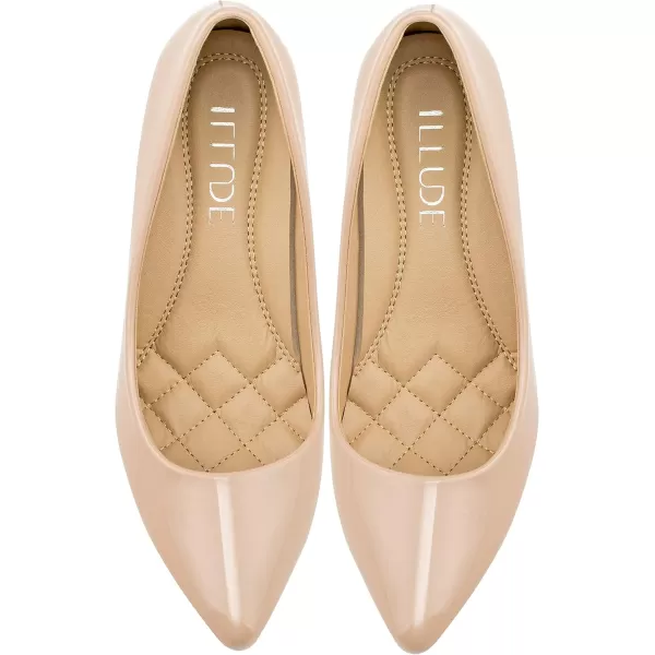 ILLUDE Classic Pointed Toe Pumps  Comfortable Low Stiletto Heel Pump Shoes  CherryNude Patent