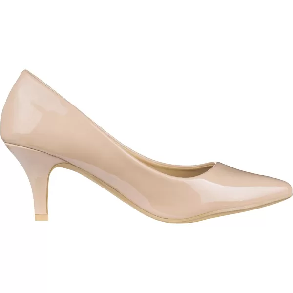 ILLUDE Classic Pointed Toe Pumps  Comfortable Low Stiletto Heel Pump Shoes  CherryNude Patent