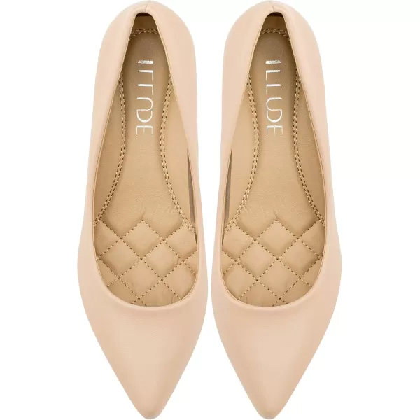 ILLUDE Classic Pointed Toe Pumps  Comfortable Low Stiletto Heel Pump Shoes  CherryNude Pu