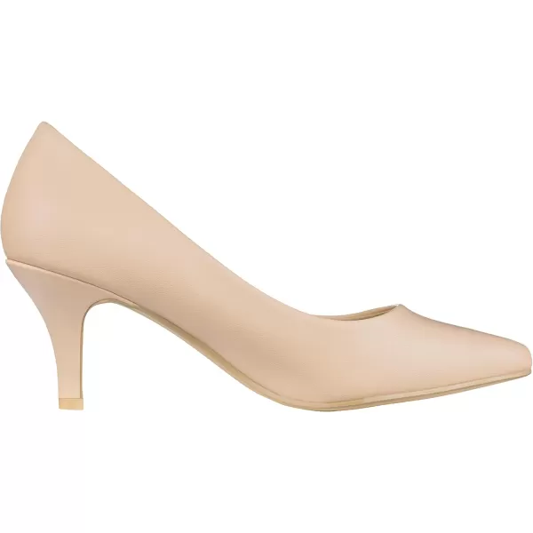 ILLUDE Classic Pointed Toe Pumps  Comfortable Low Stiletto Heel Pump Shoes  CherryNude Pu