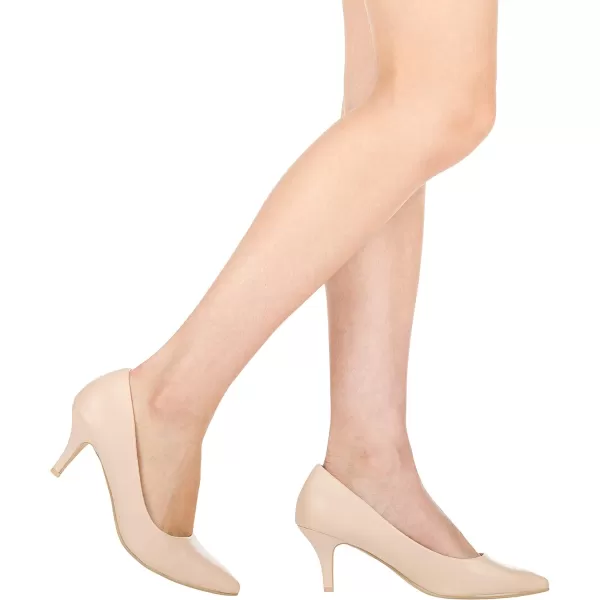 ILLUDE Classic Pointed Toe Pumps  Comfortable Low Stiletto Heel Pump Shoes  CherryNude Pu