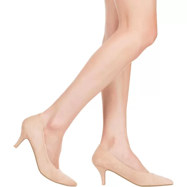 ILLUDE Classic Pointed Toe Pumps  Comfortable Low Stiletto Heel Pump Shoes  CherryNude Suede