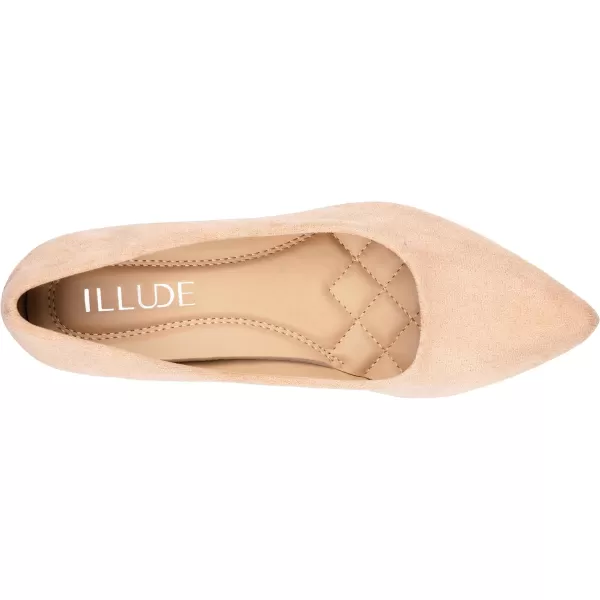 ILLUDE Classic Pointed Toe Pumps  Comfortable Low Stiletto Heel Pump Shoes  CherryNude Suede