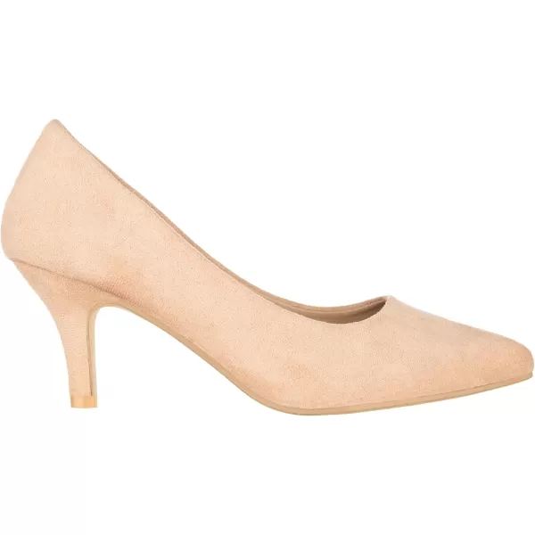 ILLUDE Classic Pointed Toe Pumps  Comfortable Low Stiletto Heel Pump Shoes  CherryNude Suede