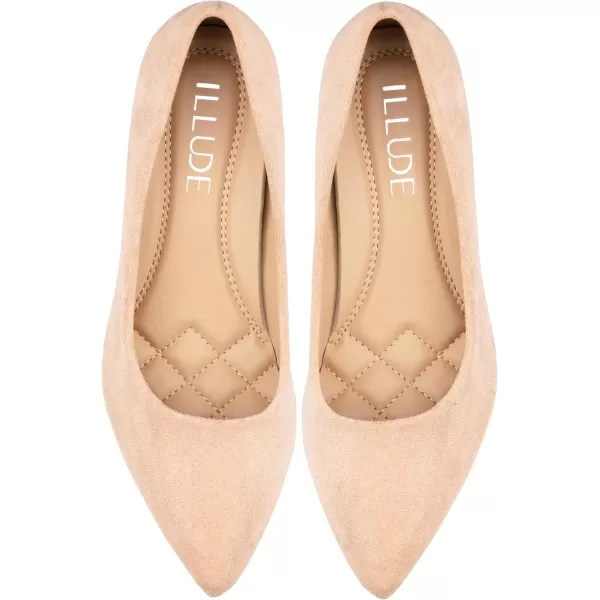 ILLUDE Classic Pointed Toe Pumps  Comfortable Low Stiletto Heel Pump Shoes  CherryNude Suede