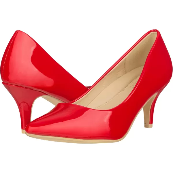 ILLUDE Classic Pointed Toe Pumps  Comfortable Low Stiletto Heel Pump Shoes  CherryRed Patent