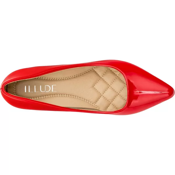 ILLUDE Classic Pointed Toe Pumps  Comfortable Low Stiletto Heel Pump Shoes  CherryRed Patent