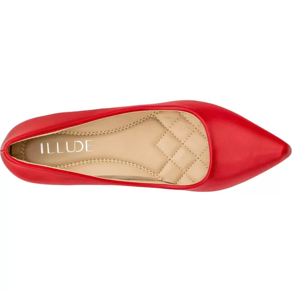 ILLUDE Classic Pointed Toe Pumps  Comfortable Low Stiletto Heel Pump Shoes  CherryRed Pu