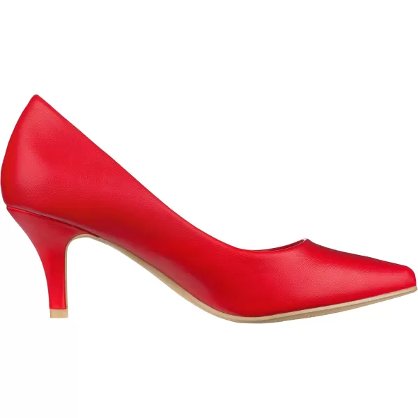 ILLUDE Classic Pointed Toe Pumps  Comfortable Low Stiletto Heel Pump Shoes  CherryRed Pu